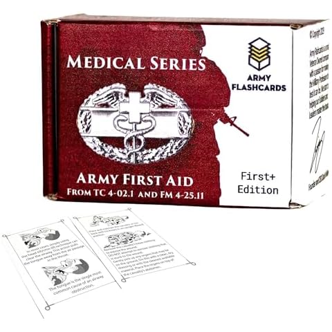 Army Flashcards - Military Medical Series: Army First Aid | 100 of the Most Important Emergency Medical Concepts | From the Army TC 4-02.1 and Field Manual 4-25.11: First Aid | Made in USA Cover
