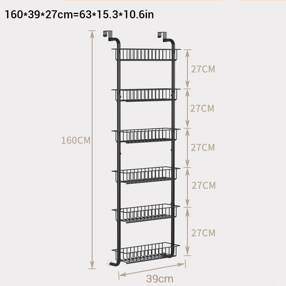 Organizador de armario colgante sobre la puerta de almacenamiento de 6 niveles ajustable para puerta de almacenamiento, organizador colgante de metal, estante de especias para pared, estantes para