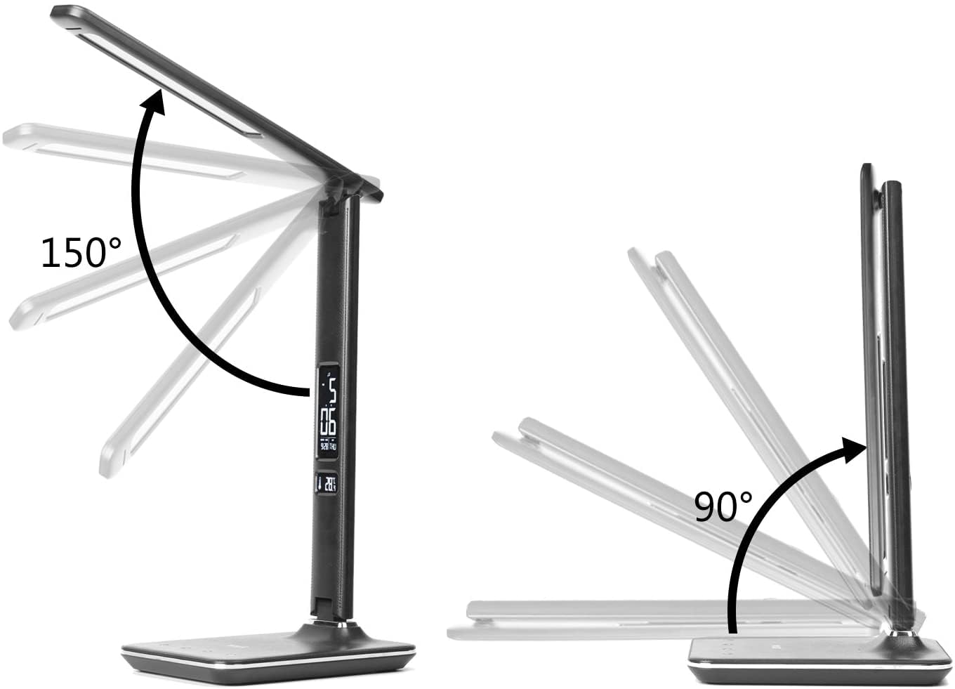 IMMAX KINGFISHER Qi schwarze LED-Tischleuchte mit kabelloser Qi- und USB-Ladung