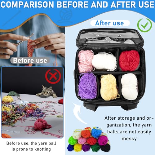 Toribio KNITTING BAG Yarn Storage Tote, Large Crochet Organizer With Removable Dividers, Yarn Holder Case For Unfinished Project thumb #2