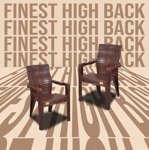 Image of Anmol Heavy Duty High Back Chair | Titanium Classic Plastic Chair with Armrest | Strong & Comfortable Chair for Home, Office, Restaurant & Garden (Pack of 1)