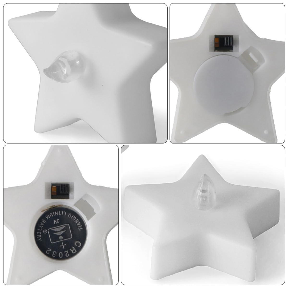 NUOBESTY LED Kerze Sternform 12 Stück, Leuchtend, Sicher, Geruchlos