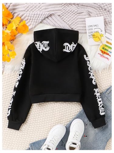 SHENHE Girl's Graphic Zip Up Hoodie Letter Print Long Sleeve Hooded Jacket Outerwear2