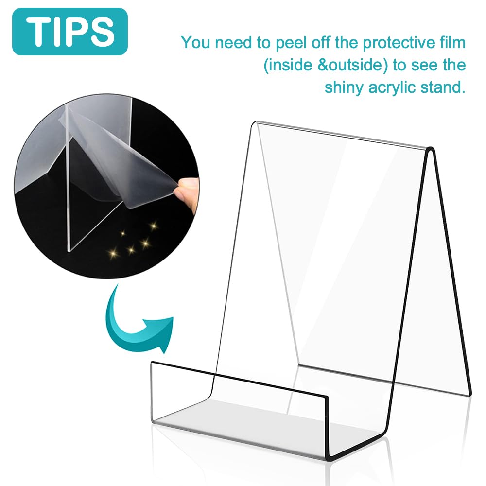 Lighterday 10Pcs Acrylic Display Stand Clear Book Stand Book Holder Plate Stand for Displaying Recipe Card Book Crafts Photos Magazine (10 Pcs & L) - Image 3