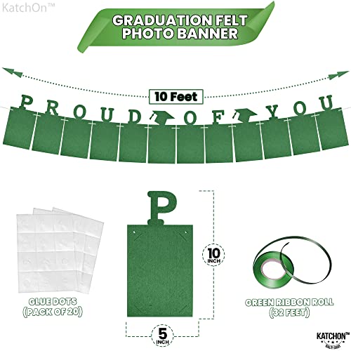 Image of Graduation Decorations 2026 | Felt Green Graduation Photo Banner 2026 4x6 - Large 10 Feet | Proud of You Banner | Grad Picture Banner, Grad Banner 2026 Personalized | KatchOn