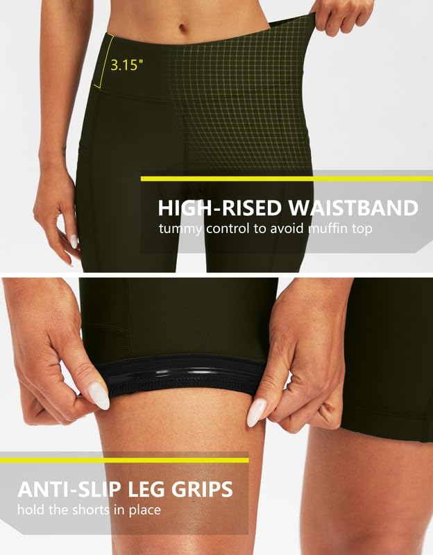 Bikewa Women's 4D Padded Bike Shorts Cycling Riding Road Biking Bicycle Cycle Shorts for Women Zipper Pockets