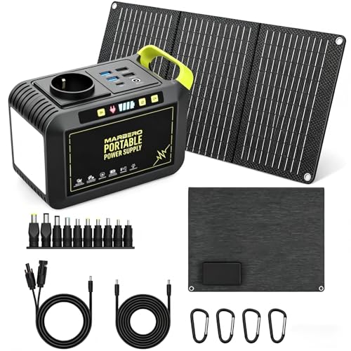 MARBERO Groupe Électrogène Portable 24.000mAh avec Panneau Solaire Pliable 30W, Power Bank avec Prise AC 120W (Pic), Générateur Solaire avec Panneau...