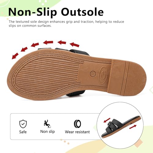 todaysunny Womens Flat Sandals Dressy Comfortable Open Toe Slip On Slide Sandals For Summer Beach Sandalias de Mujer - image 5