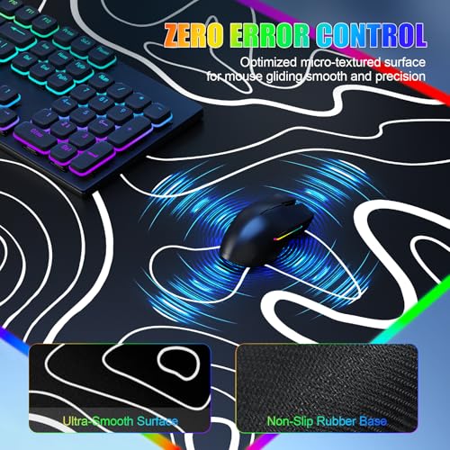 Image of Mouse Pad with Foldable Phone Holder & Wireless Charger, XL RGB Gaming Mousepad 31.5 inchx11.8 inch Large Desk Mat for Keyboard, Home Desk Pad with Dual Qi Charging Station | 11 Colors & 5 Modes | Waterproof