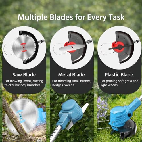 Image of BENAVJI Cordless Grass Cutter Machine for Garden| Easy Storage with Adjustable Height & Foldable Handle | Weed Cutting Tool | 2 x 48V Battery | 25cm Cutting Width | 3 x Heavy-Duty Blades