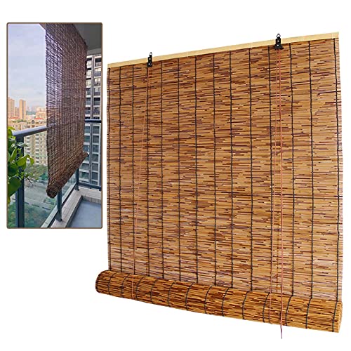 Persianas enrollables de bambú tejidas a mano, 60 cm, 70 cm, 90 cm, 120 cm, 140 cm, cortina de caña natural, persianas romanas con elevador, persianas interiores y exteriores, 90 x 160 cm
