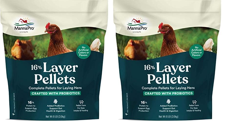 (incomplete, only 1 pack)Manna Pro Chicken Feed | 16% Chicken Food with Probiotic Pellets, Chicken Layer Feed | 8 Pounds (Pack of 2)