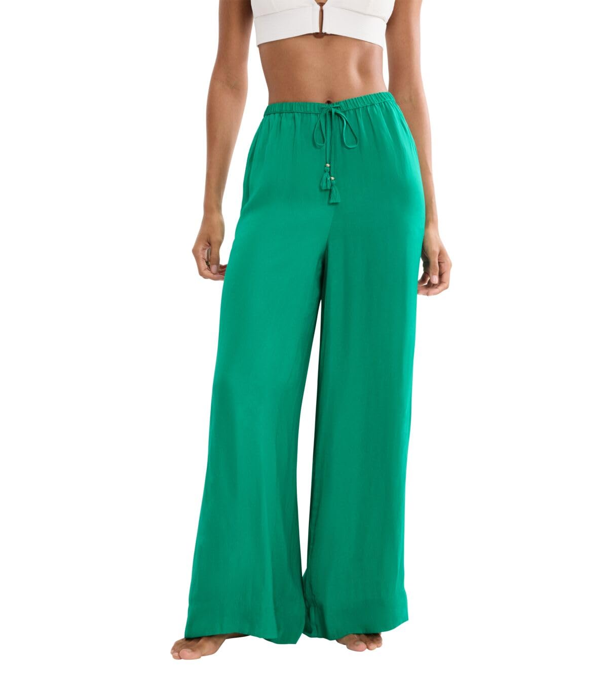 Triumph Summer Satin Trousers Palm Green
