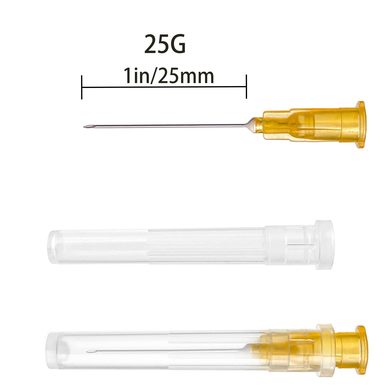 100 Pack 25 G 1 inch Luer Lock for Science Laboratory, Refilling Liquid, Inks, Individually Packaged