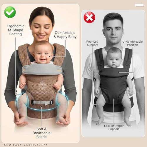 Image of StarAndDaisy Baby Carrier for 0 to 3 Year Baby Carrying Bag /Carrier for new Born with 2 Carry Positions Front & Back Baby Sling /Carrying Bag and Breathable Fabric, M Shape Support (Green)