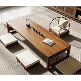Mesa de centro japonesa de madera maciza, mesa baja vintage para sala de estar, 120 x 60 x 35 cm, mesa de té de madera duradera, elegante diseño regular, ideal para decoración del hogar