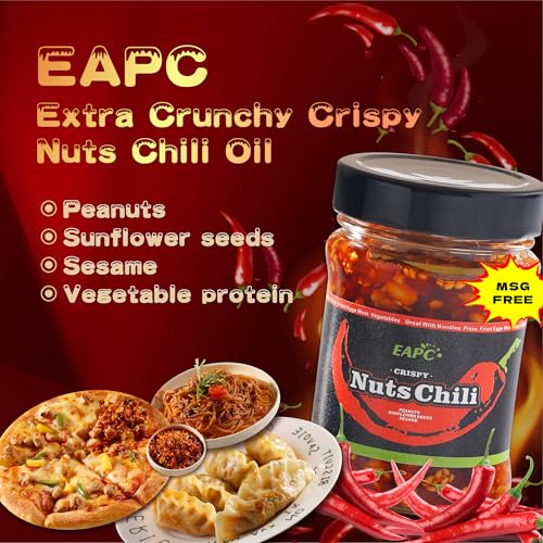 EAPC Chili Crisp Oil with Peanuts & Nuts - 6.7oz, Ready to Eat Sauce