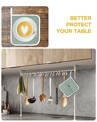 Kitchen Potholder Set Of 2,Pumpkin Hello Quotes Grayish Green Pot Holders Heat Proof Hot Pad,Fall Thanksgiving Bless Potholders Washable Oven Hot Pads Terry Cloth For Cooking Baking #TOP5