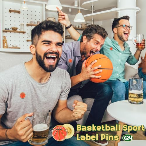 Image of Tondiamo 24Pcs Sports Lapel Pin for Team Gift 3 /4 inch Brooch Decor