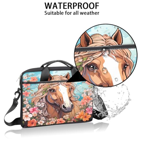 Maletín para portátil con estampado floral Animal Horse 15 pulgadas miniatura 3