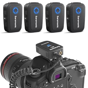 Saramonic 4-Channel Wireless Lavalier Microphone Set of 4, Blink500T4 Lapel Interview Microphone System 328ft Range for DSLR Camera Canon Sony iPhone Android Smartphone YouTube Vlogging Conference