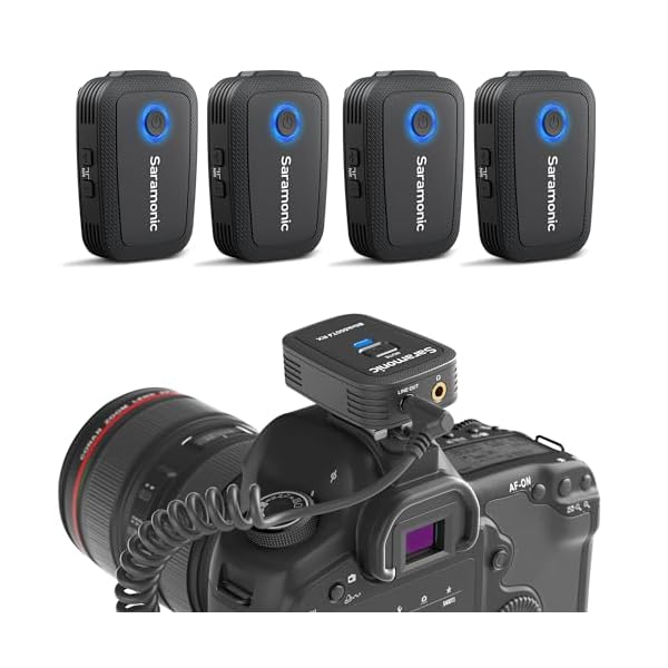 Saramonic 4-Channel Wireless Lavalier Microphone Set of 4, Blink500T4 Lapel Interview Microphone System 328ft Range for DSLR Camera Canon Sony iPhone Android Smartphone YouTube Vlogging Conference