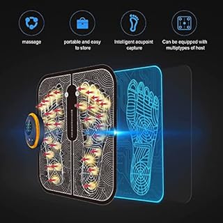 Massaggiatore Portatile,EMS Massaggiatore per Piedi Tappetino per stimolatore Muscolare,Massaggiatore Piedi per Casa Ufficio,8 modalità,19 Intensità,Elettrico Massaggiatore Plantare