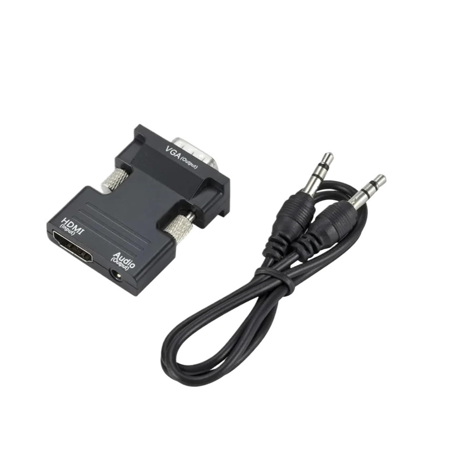HDMI-Compatible Female to VGA Male Converter with 3.5mm Audio Cable for P;S/4 M>oni>tor Projector PC 1080P HD to VGA Adapter(Black Color)