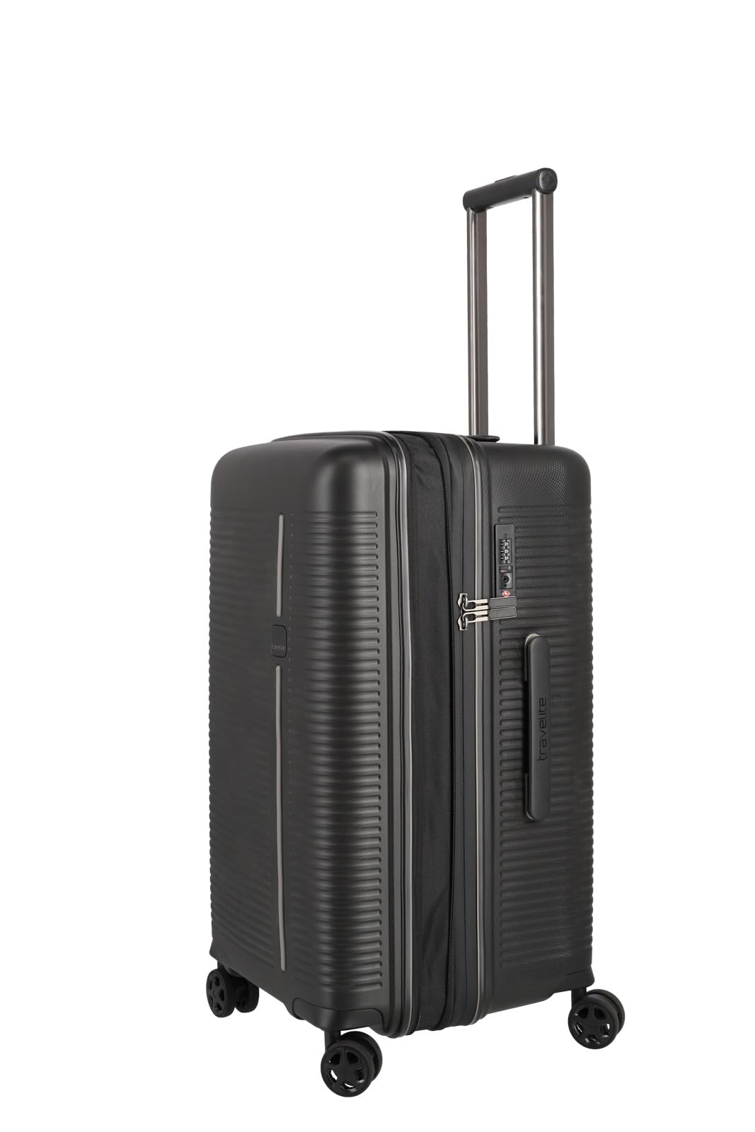 Travelite 4-Rad Hartschalenkoffer mittelgroß 74 Liter, Trunk Koffer, Gepäck Serie Roomer: Hartschalen Trolley mit Dehnfalte + TSA Kombinationsschloss, 66 cm (kein Sperrgepäck)