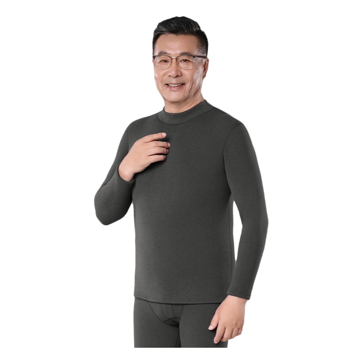 Conjunto Ropa Interior Térmica De Invierno para Hombres con Lujosa Piel Cordero-Gris Oscuro B-SG