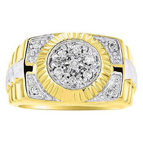 Anillo de diamantes de oro de 14 quilates para hombre de Rylos Cover