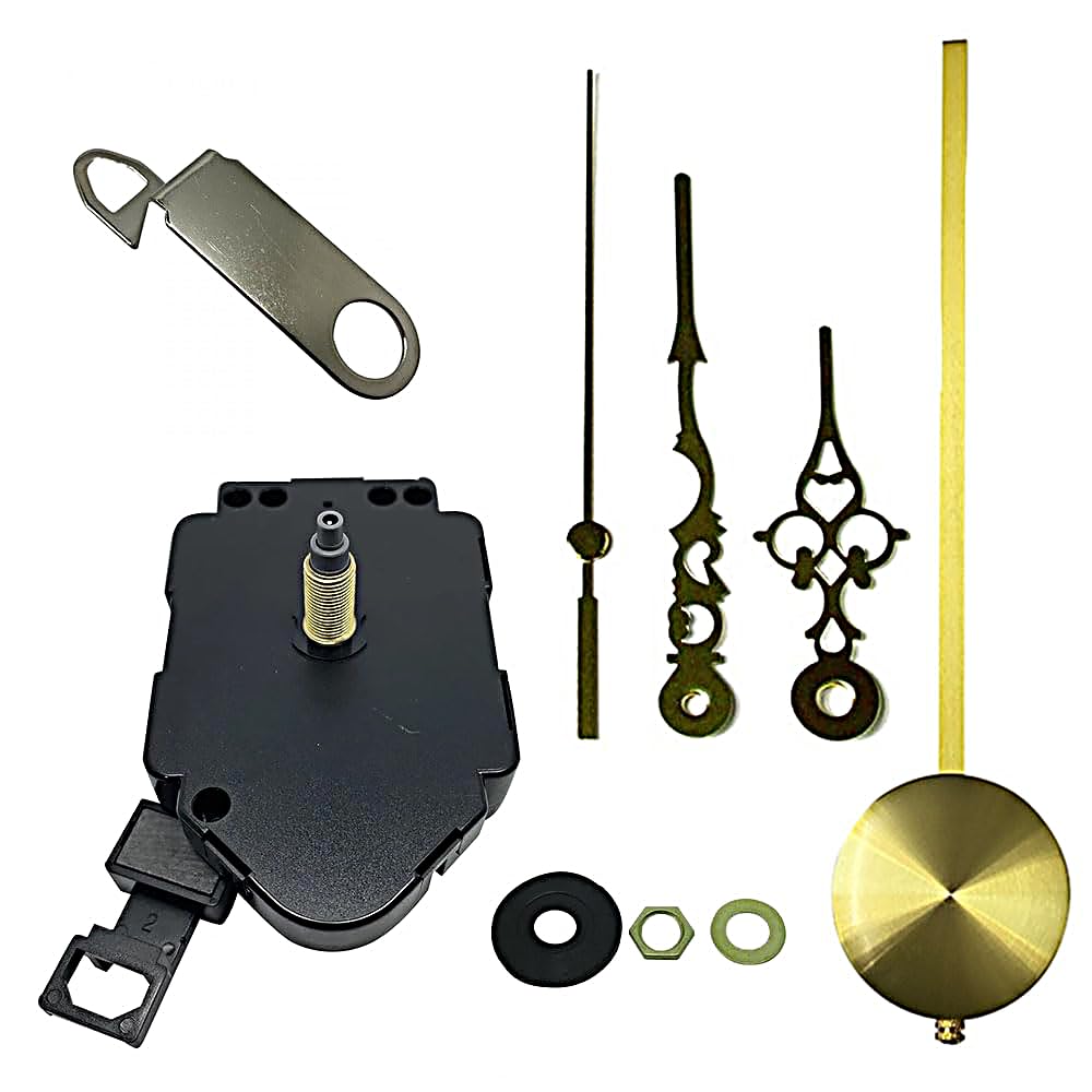 Dans Clock Shop Gold Complete Quartz Ticking Replacement Pendulum Clock Movement Mechanism Motor Parts Diy Repair (98Mm Hands)