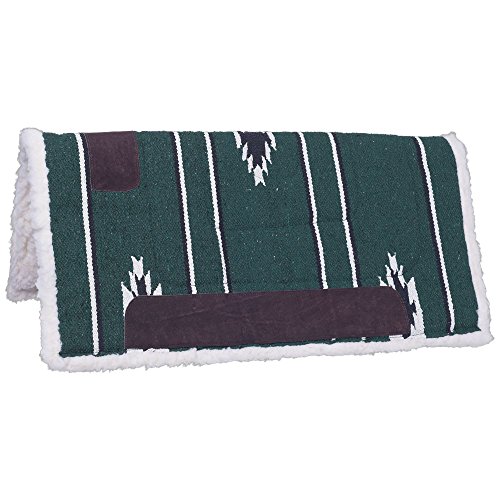 Tough 1 Square Saddle Pad/Fleece Bottom, Hunter/Black/Cream