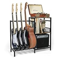 【Guitar Stand Multiple Guitars】The guitar stand can display different types of instruments sideways, hold up to 5 electric guitars and basses, or 3 acoustic and classical, or 2 guitar cases. The guitar rack holder is equipped with removable foam post...