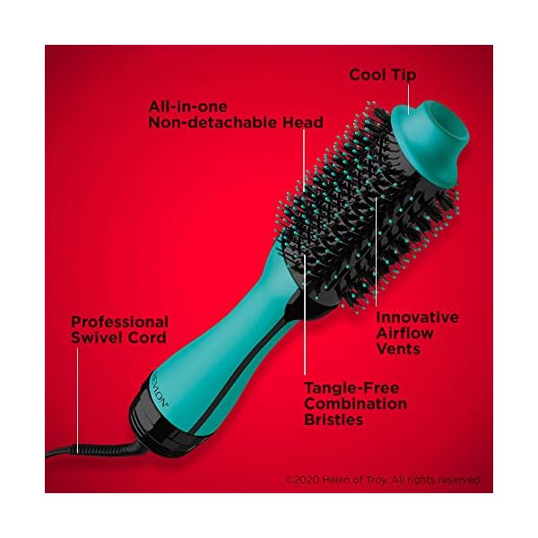 REVLON-One-Step-Hair-Dryer-And-Volumizer-Hot-Air-Brush-Teal REVLON One-Step Volumizer Original 1.0 Hair Dryer and Hot Air Brush, Teal