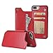 for iPhone 7 Plus/8 Plus Wallet Case with Card Holder,OT ONETOP Premium PU Leather Kickstand Card Slots Case,Double Magnetic Clasp and Durable Shockproof Cover 5.5 Inch(Red)