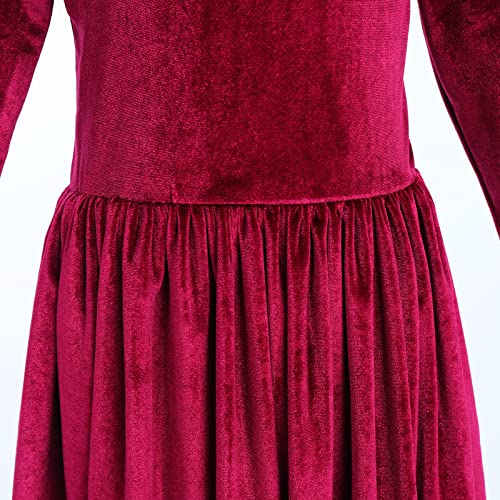 Vestido largo de terciopelo para niñas con bolsillos miniatura 4