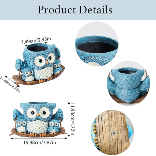 Pot de fleurs hibou artisanal en porcelaine émaillée, l'idée cadeau parfaite pour jardiniers - 8