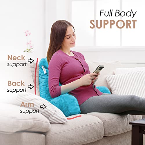 Image of Nestl Reading Pillow with Shredded Memory Foam, Designed for Sitting Up in Bed and Couch, Back and Arms Adjustable Support for Adult & Teens Backrest Pillows for Reading, Washable Cover, Bright Blue