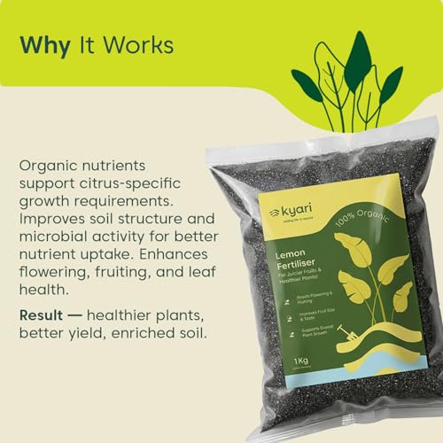 Image of Kyari Lemon Fertilizer for Lemon & Citrus Plants 1kg | Plant Food for Healthy Growth, Greener Leaves & Better Fruiting | Nutrient-Rich Fertilizer for Home Garden Plants