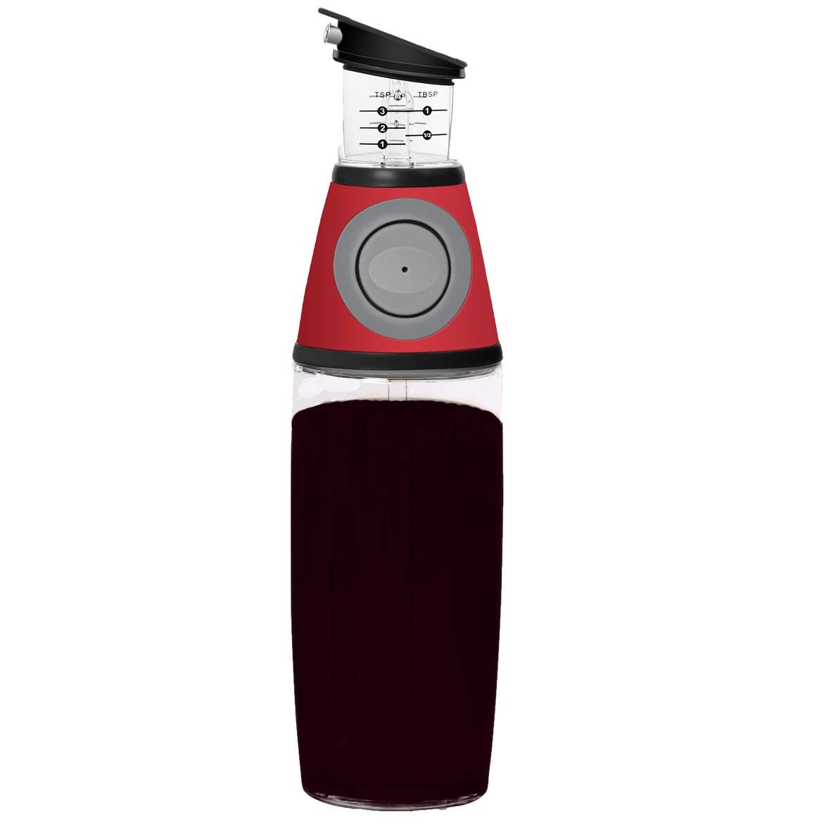 Aminno Red Olive Oil Dispenser Bottle - 17 Oz / 500Ml With Drip-Free Spouts - Oil Pourer Dispensing Bottle For Kitchen - Measure Cooking Vegetable Oil And Vinegar (Red)