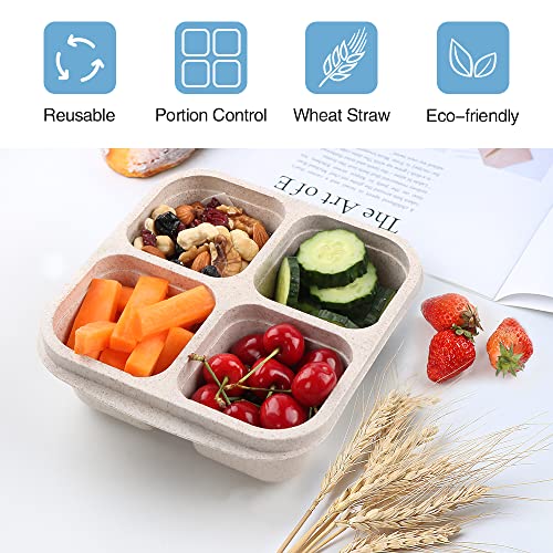 Puikus 4 Pack Snack Containers, 4 Compartments Bento Snack Box, Reusable Meal Prep Lunch Containers For Kids Adults, Divided Food Storage Containers For School Work Travel #TOP1