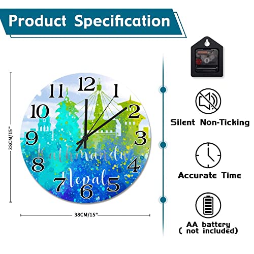 Horloge murale décorative Katmandou 38 cm moderne peinte à piles