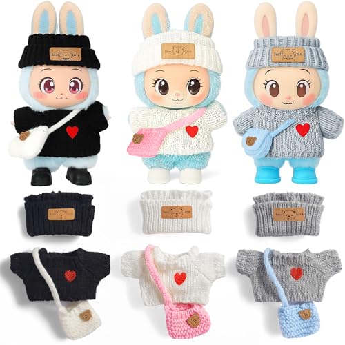 Poupée en peluche de 17 cm : habillez vos jouets avec le lot de 3 pulls ebuddy