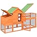 HETFTJN Large Wooden Chicken Coop and Rabbit Hutch Outdoor Solid Pine Brown 73.4