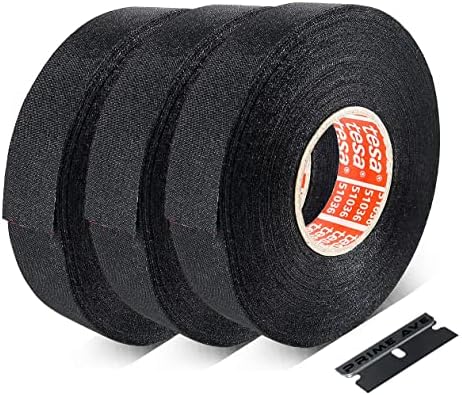 Prime Ave (1) Razor Blade + (3) Genuine Tesa Tapes 51036 -Tesa's Most Advanced High Heat Harness Tape Compatible with Mercedes, BMW, Audi, VW & Porsche | Made in Germany