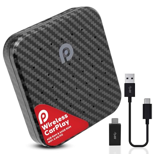 PyleUsa Wireless CarPlay Android Auto Multimedia Video Box,4GB RAM 64GB ROM,2.4GHz,5GHz Dual Band WiFi BT,Octa Core 64Bit,4K Full HD,H.265,USB3.0 Android Box,Screen Mirroring, Install Android Apps