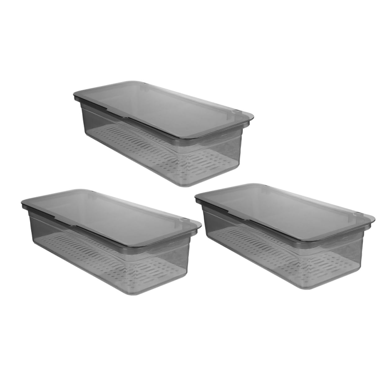 LIFKOME Organizador de Cubiertos de PP con Tapa, 3 Unidades, Gris
