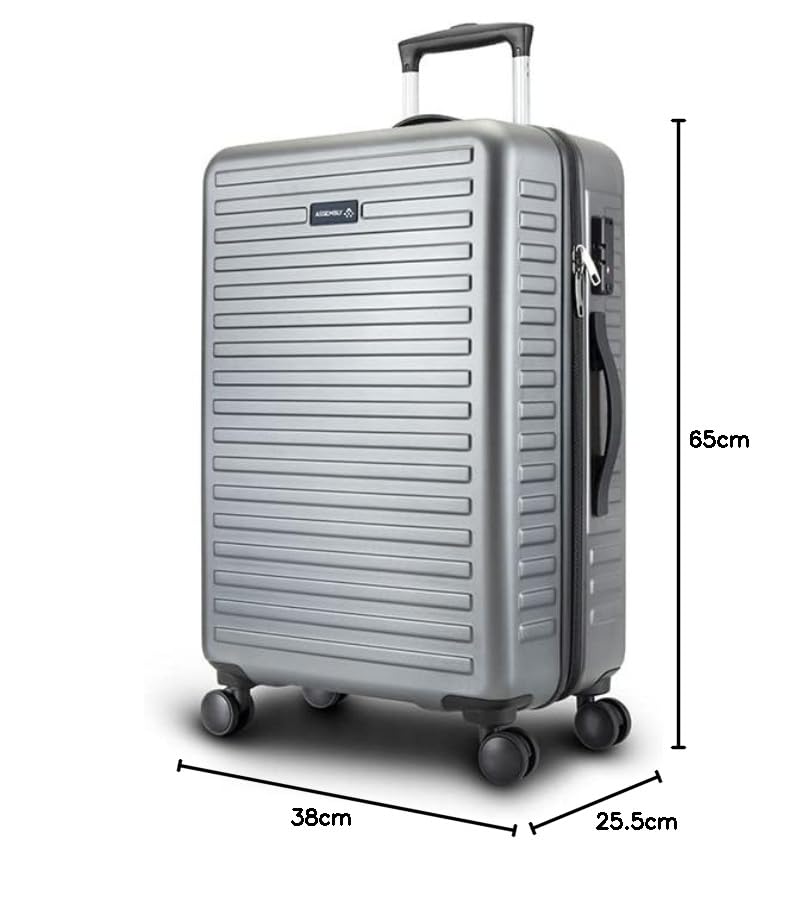 Image of Assembly Stark 24 Inch Check-in Medium Trolley Bag Hard Shell Polycarbonate Suitcase with Secure Lock 8 Spinner Wheels Grey
