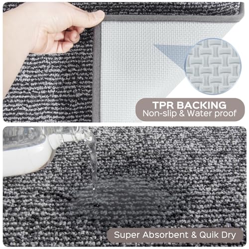 Image of Washable Kitchen Rug 32 inch x 72 inch Rectangular, Non Slip Absorbent Indoor Entryway Runner Rug for Floor, Laundry, Bathroom, Bedroom (Roll Packing)